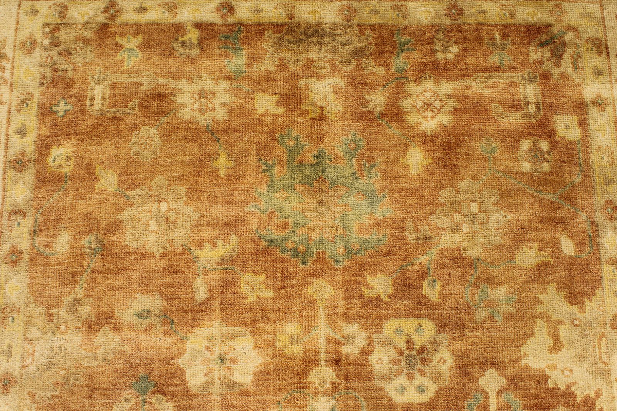 6x9 Rust and Ivory Turkish Oushak Rug