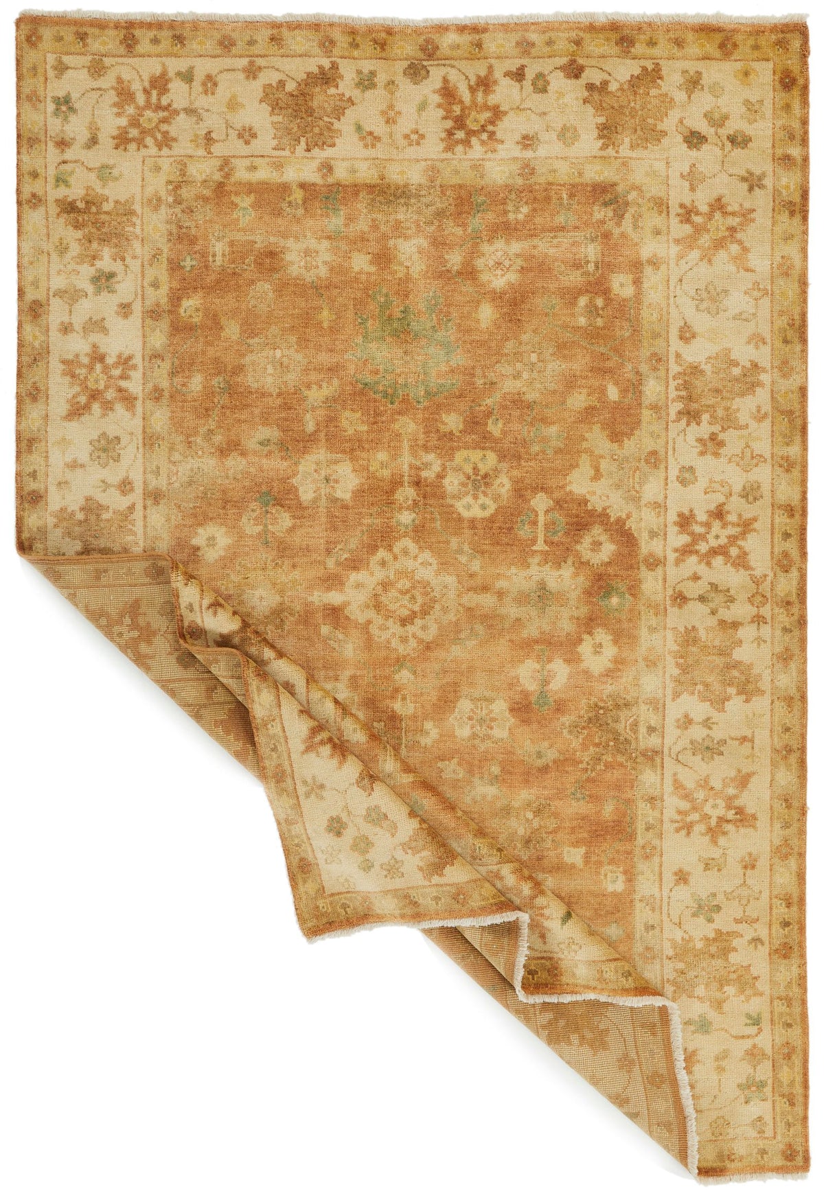6x9 Rust and Ivory Turkish Oushak Rug