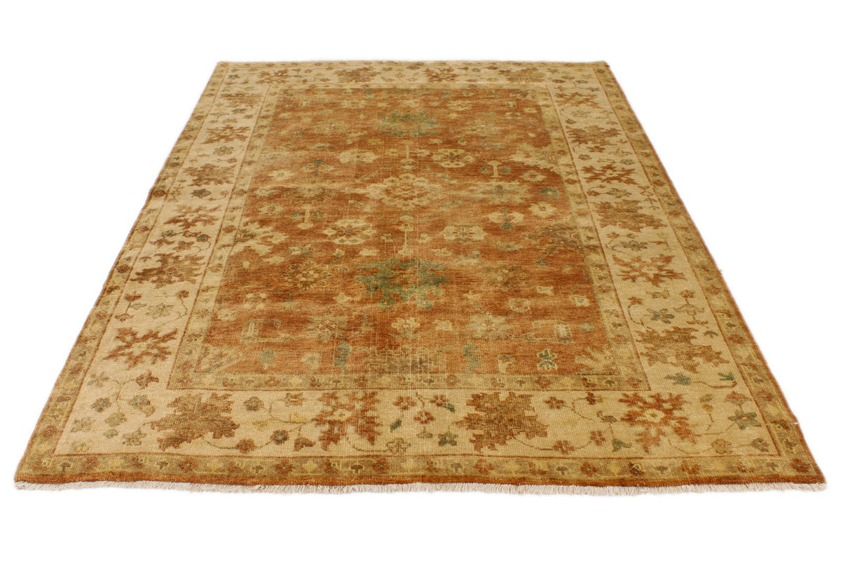 6x9 Rust and Ivory Turkish Oushak Rug
