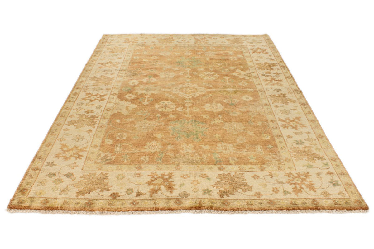 6x9 Rust and Ivory Turkish Oushak Rug