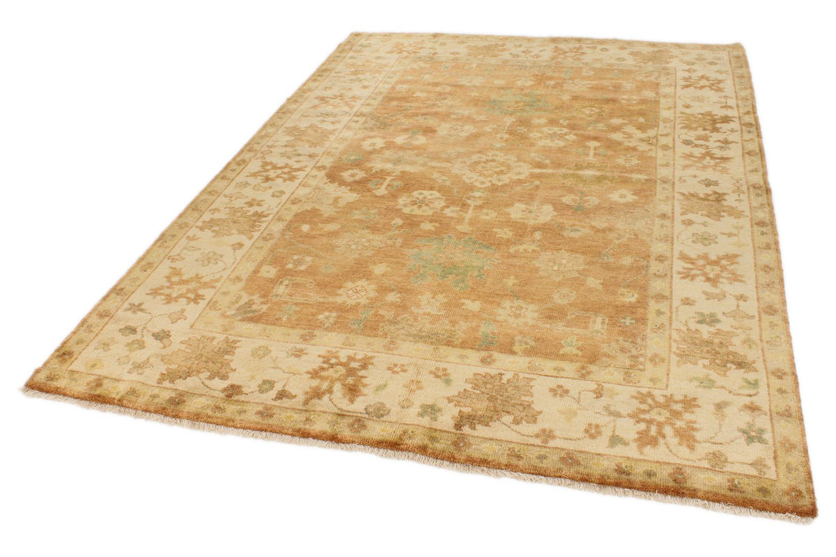 6x9 Rust and Ivory Turkish Oushak Rug