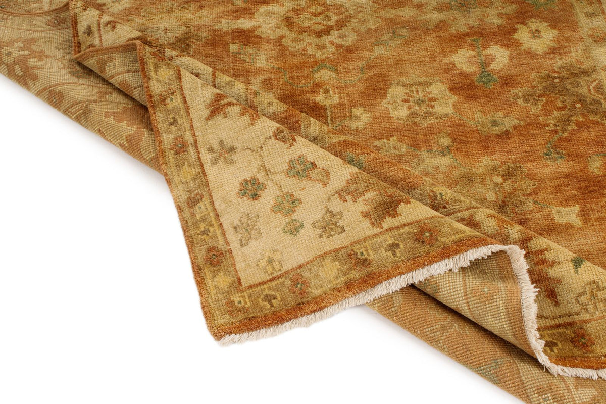 6x9 Rust and Ivory Turkish Oushak Rug