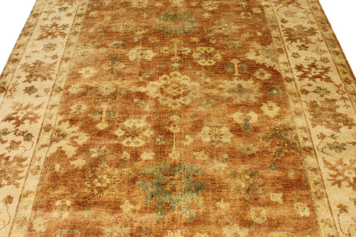 6x9 Rust and Ivory Turkish Oushak Rug