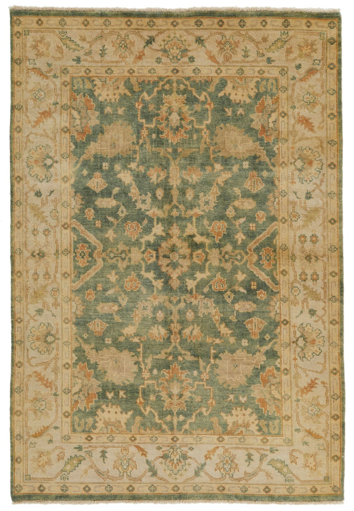 6x9 Camel and Ivory Turkish Oushak Rug