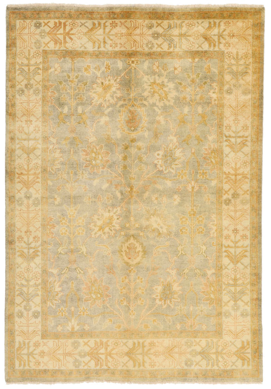 6x9 Gray and Ivory Turkish Oushak Rug