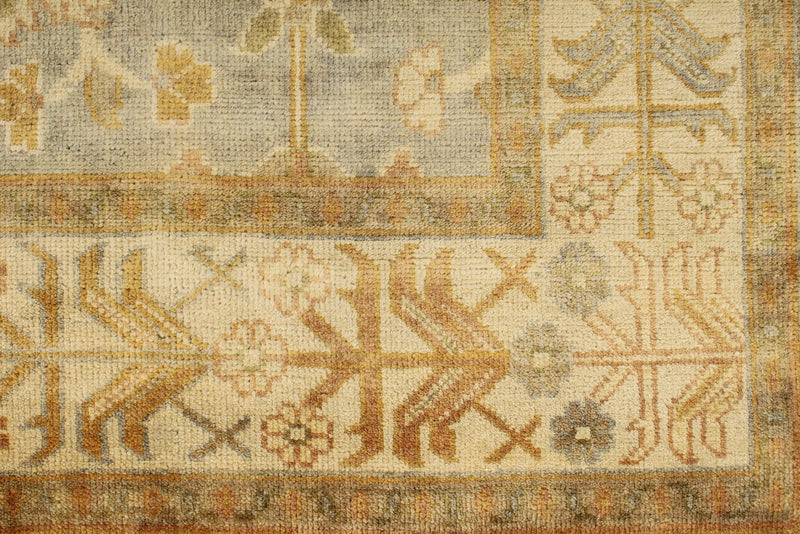 6x9 Gray and Ivory Turkish Oushak Rug