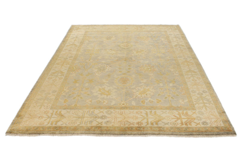 6x9 Gray and Ivory Turkish Oushak Rug