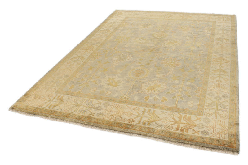 6x9 Gray and Ivory Turkish Oushak Rug