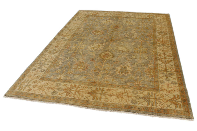 6x9 Gray and Ivory Turkish Oushak Rug