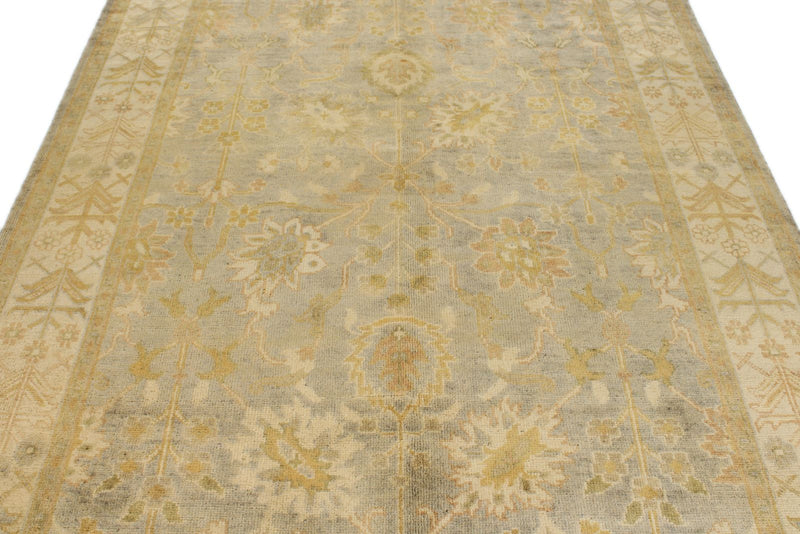 6x9 Gray and Ivory Turkish Oushak Rug