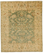 8x10 Green and Ivory Turkish Oushak Rug