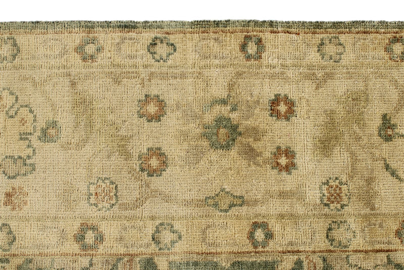 8x10 Green and Ivory Turkish Oushak Rug