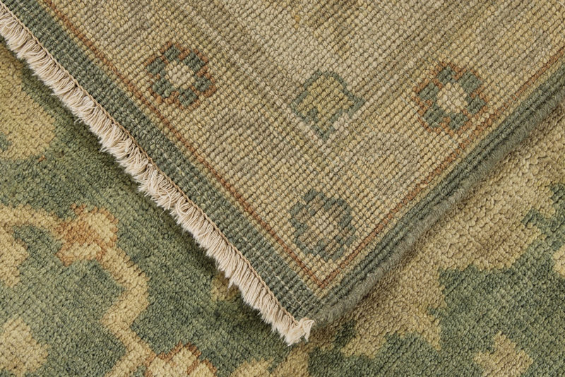 8x10 Green and Ivory Turkish Oushak Rug