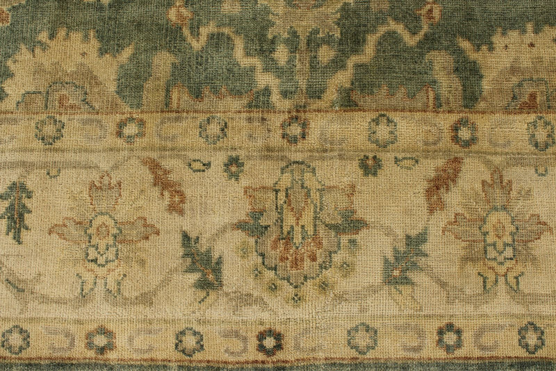 8x10 Green and Ivory Turkish Oushak Rug