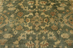 8x10 Green and Ivory Turkish Oushak Rug