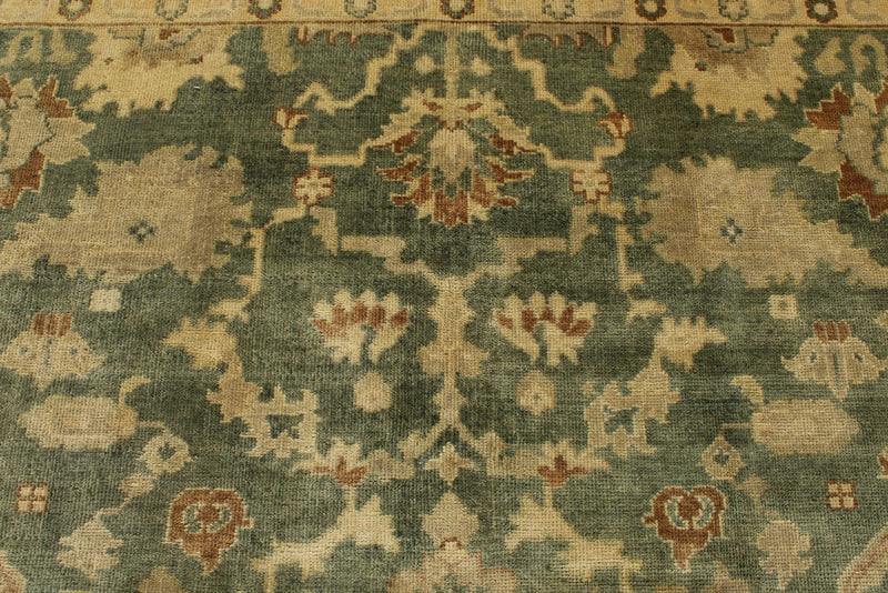 8x10 Green and Ivory Turkish Oushak Rug