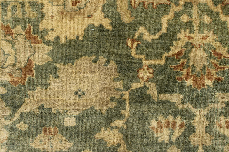 8x10 Green and Ivory Turkish Oushak Rug