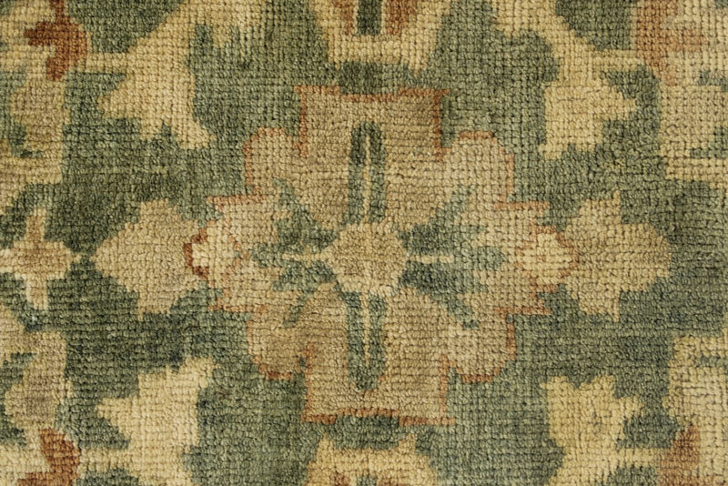 8x10 Green and Ivory Turkish Oushak Rug
