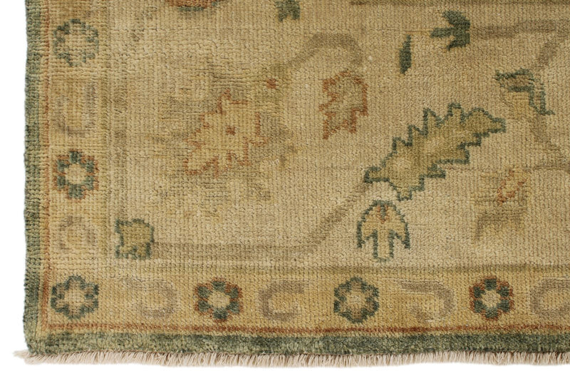 8x10 Green and Ivory Turkish Oushak Rug