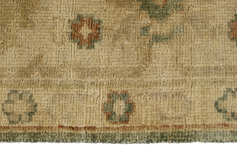 8x10 Green and Ivory Turkish Oushak Rug