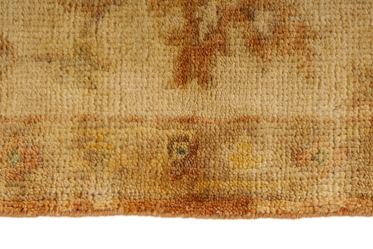 6x9 Orange and Ivory Turkish Oushak Rug