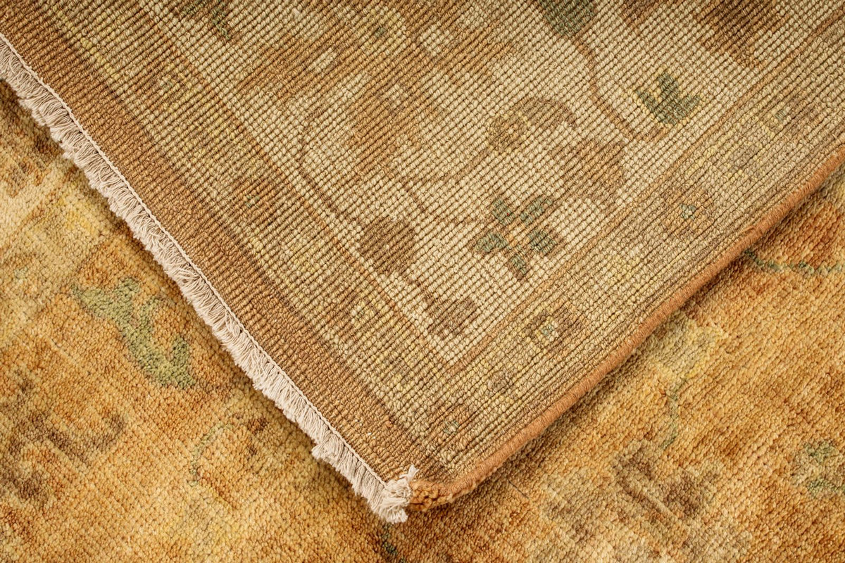 6x9 Orange and Ivory Turkish Oushak Rug