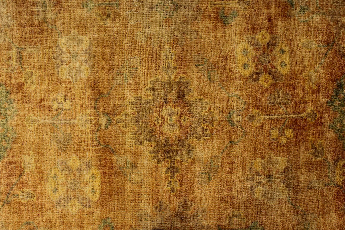 6x9 Orange and Ivory Turkish Oushak Rug