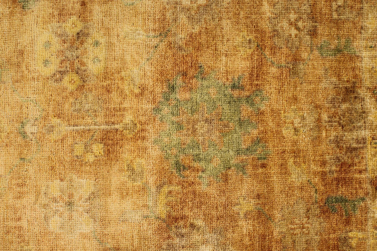 6x9 Orange and Ivory Turkish Oushak Rug