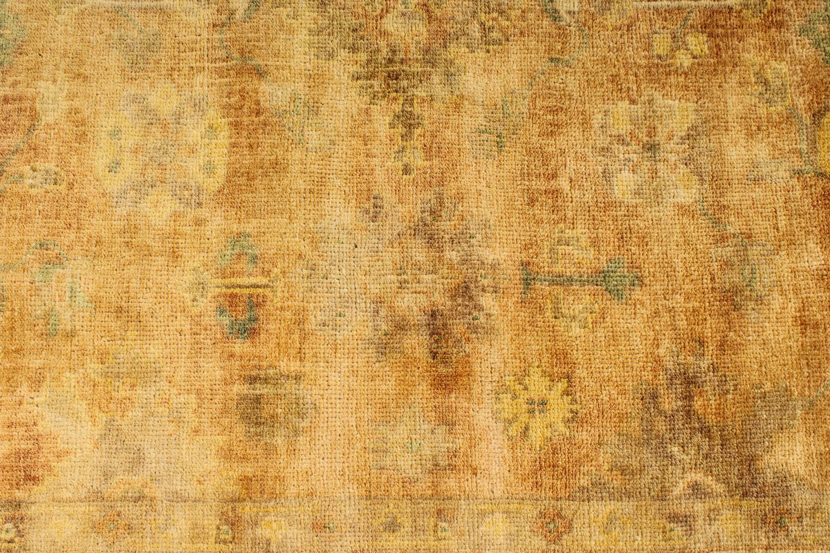 6x9 Orange and Ivory Turkish Oushak Rug