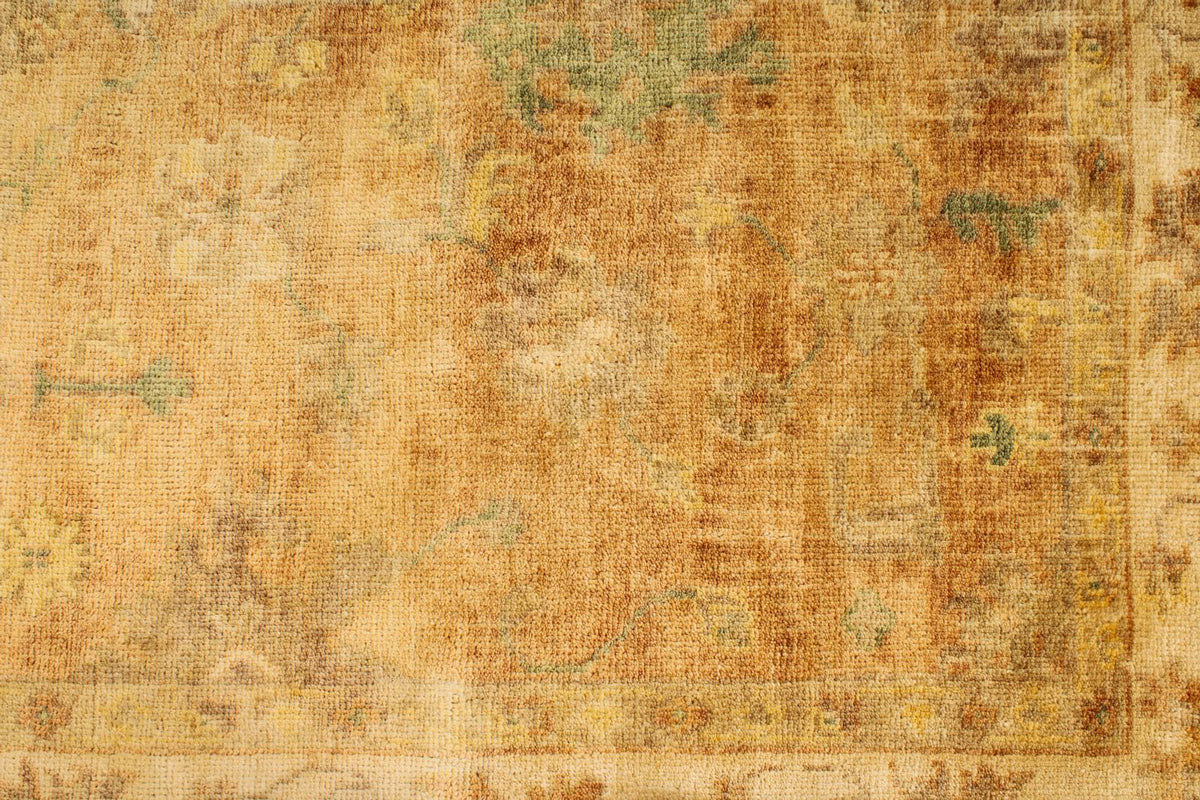 6x9 Orange and Ivory Turkish Oushak Rug
