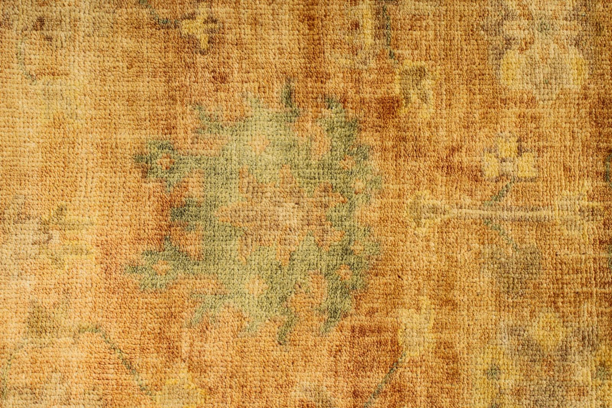 6x9 Orange and Ivory Turkish Oushak Rug