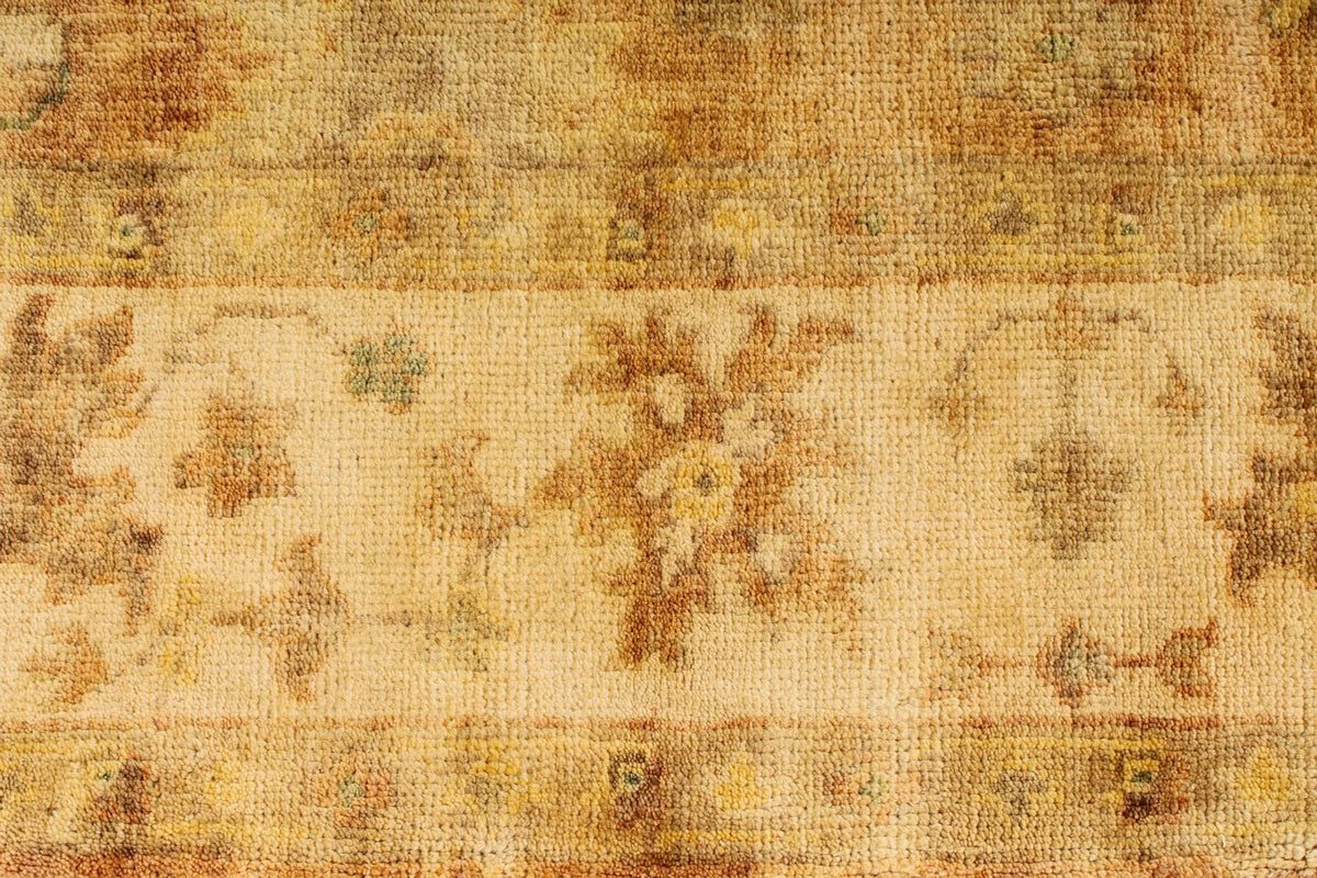 6x9 Orange and Ivory Turkish Oushak Rug