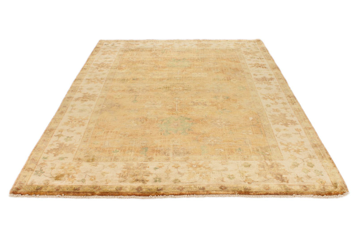 6x9 Orange and Ivory Turkish Oushak Rug
