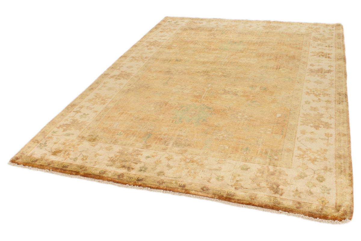 6x9 Orange and Ivory Turkish Oushak Rug