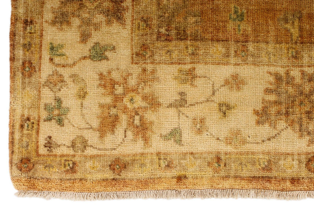 6x9 Orange and Ivory Turkish Oushak Rug