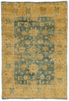 6x9 Green and Beige Turkish Oushak Rug