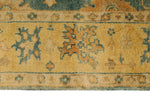 6x9 Green and Beige Turkish Oushak Rug