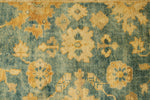 6x9 Green and Beige Turkish Oushak Rug