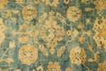 6x9 Green and Beige Turkish Oushak Rug