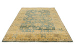 6x9 Green and Beige Turkish Oushak Rug