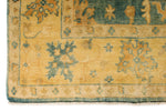 6x9 Green and Beige Turkish Oushak Rug