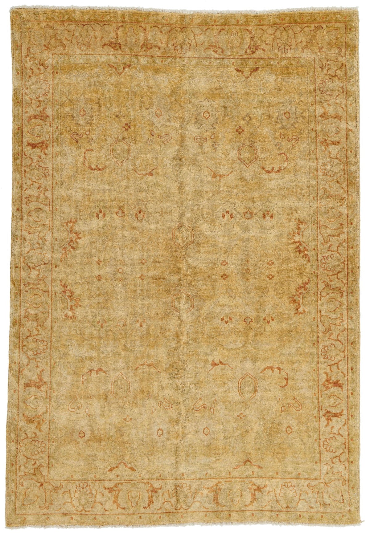 6x9 Beige and Ivory Turkish Oushak Rug