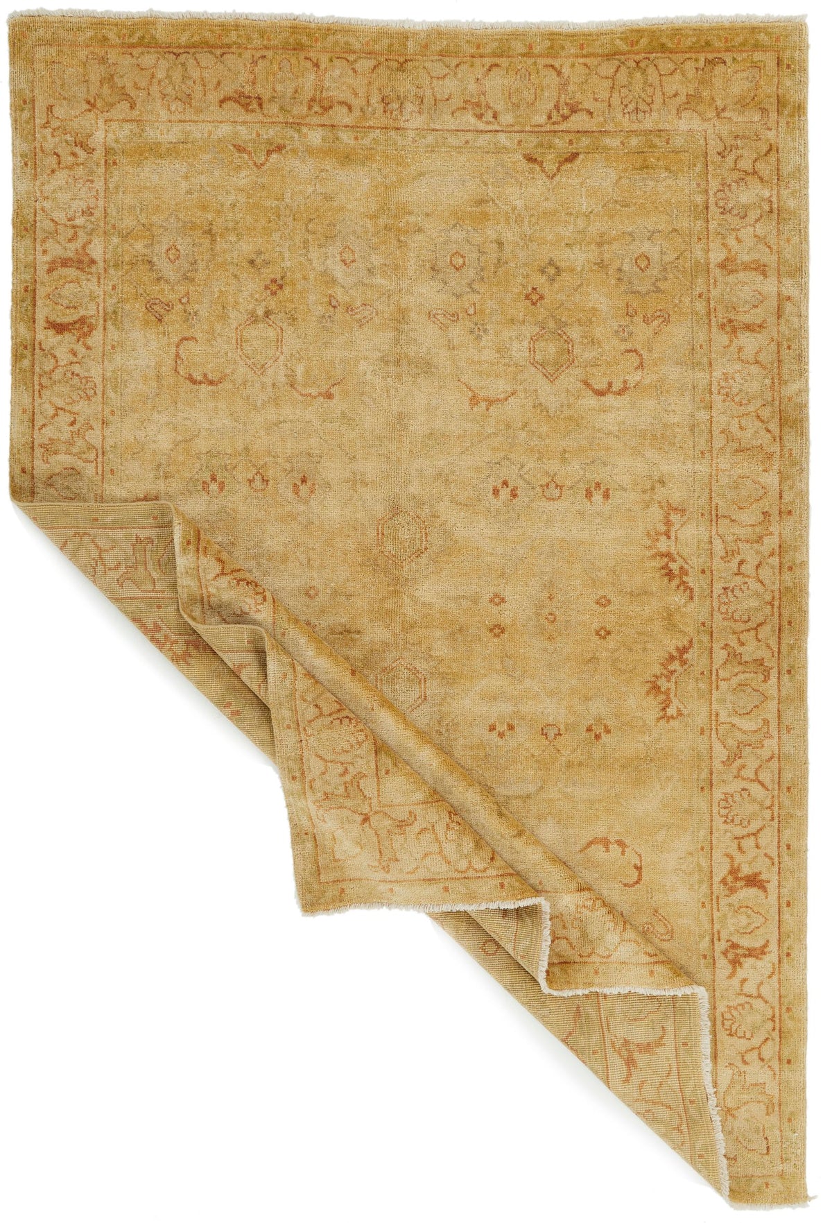 6x9 Beige and Ivory Turkish Oushak Rug
