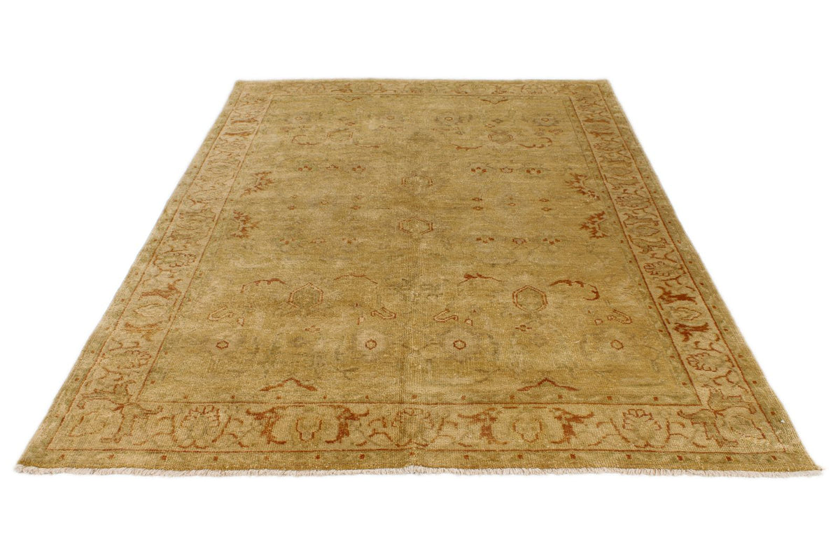 6x9 Beige and Ivory Turkish Oushak Rug