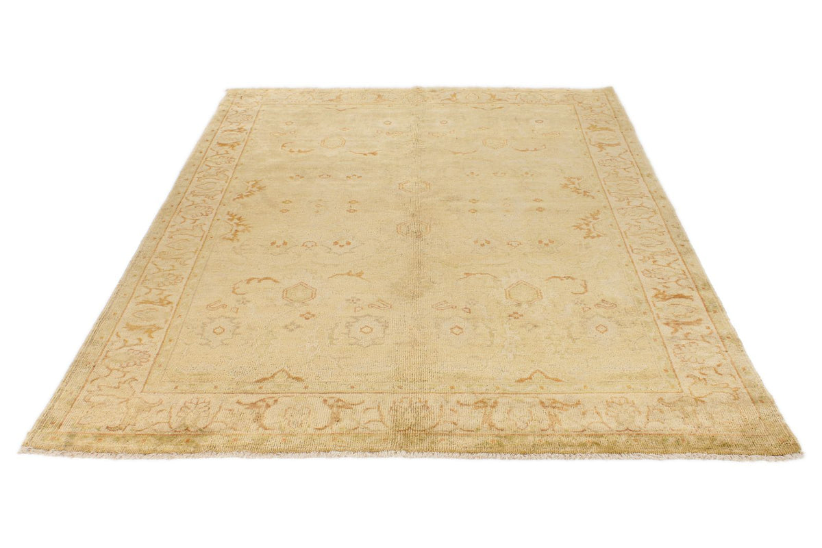 6x9 Beige and Ivory Turkish Oushak Rug
