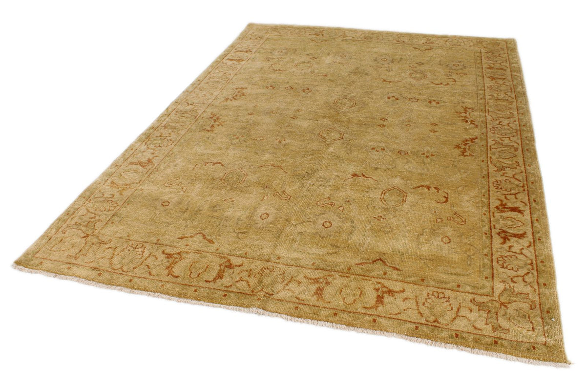 6x9 Beige and Ivory Turkish Oushak Rug