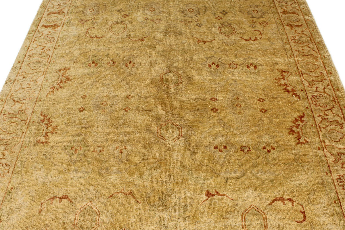 6x9 Beige and Ivory Turkish Oushak Rug
