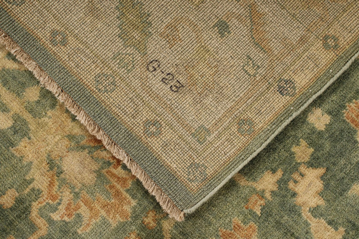 6x9 Ivory and Orange Turkish Oushak Rug