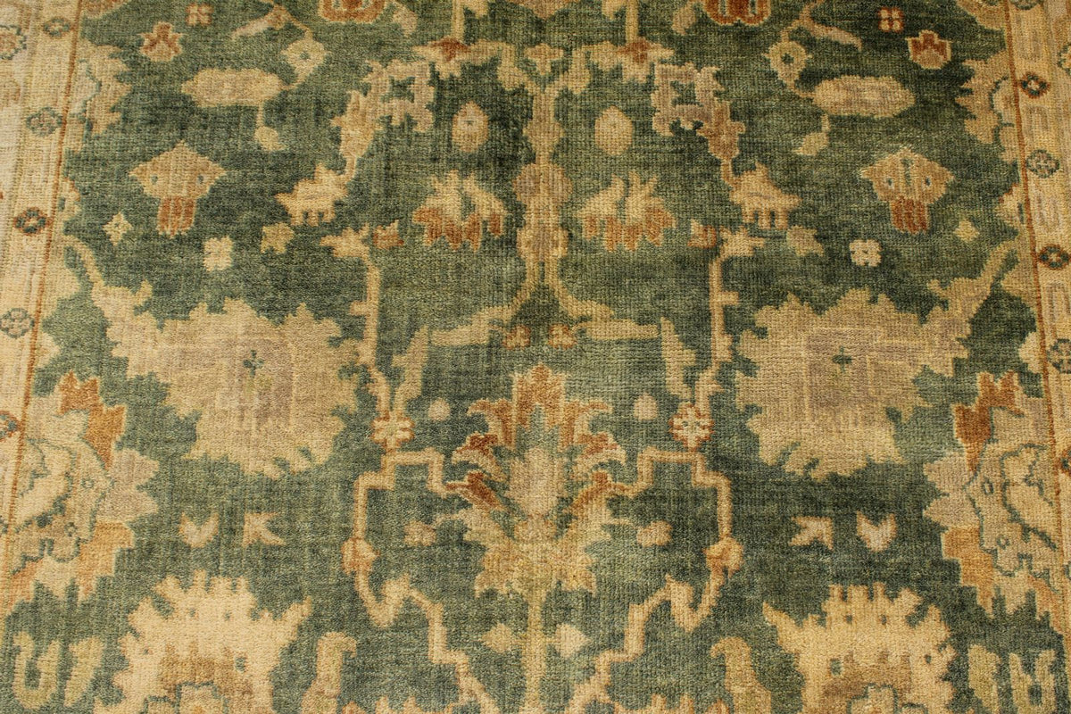 6x9 Ivory and Orange Turkish Oushak Rug