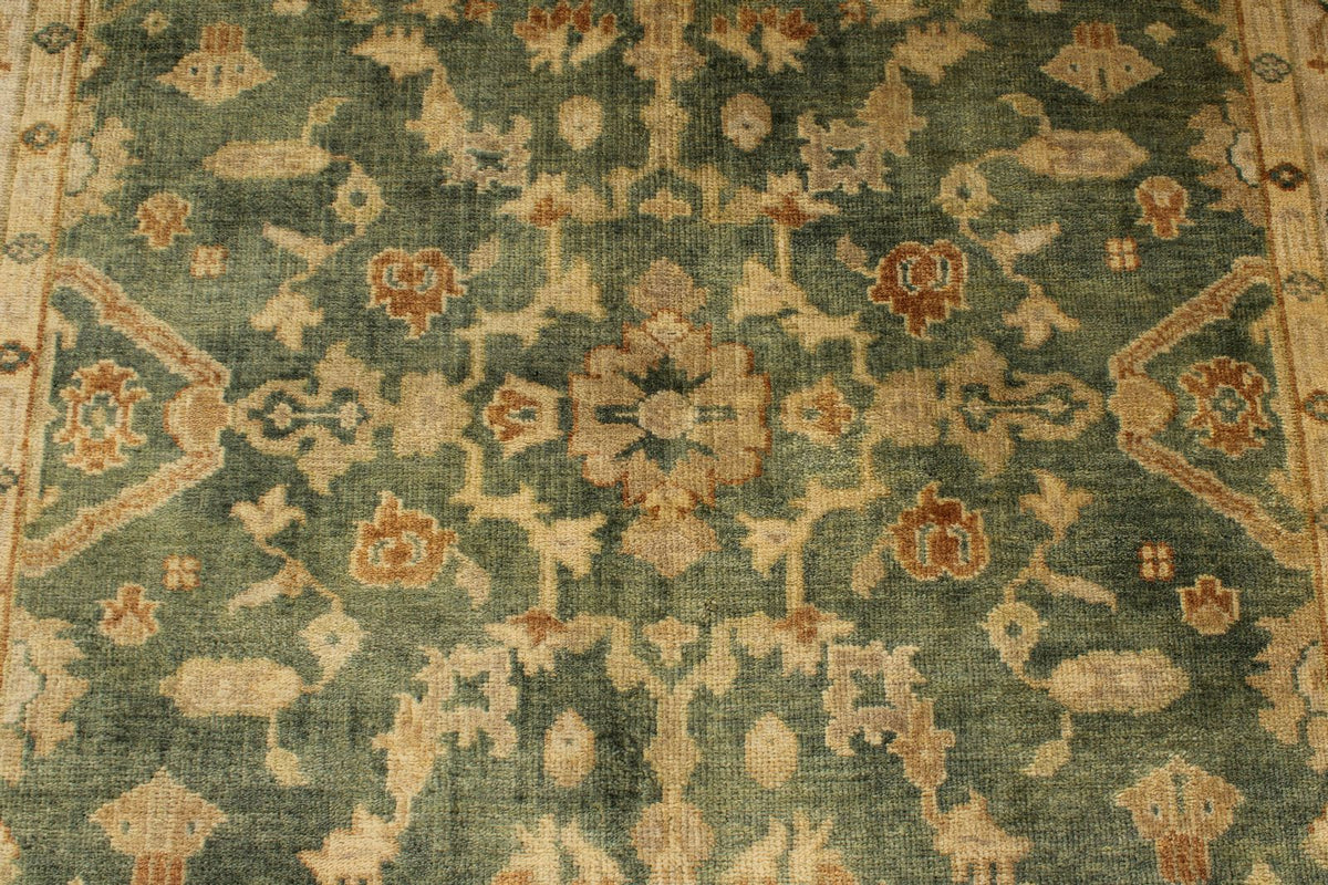 6x9 Ivory and Orange Turkish Oushak Rug
